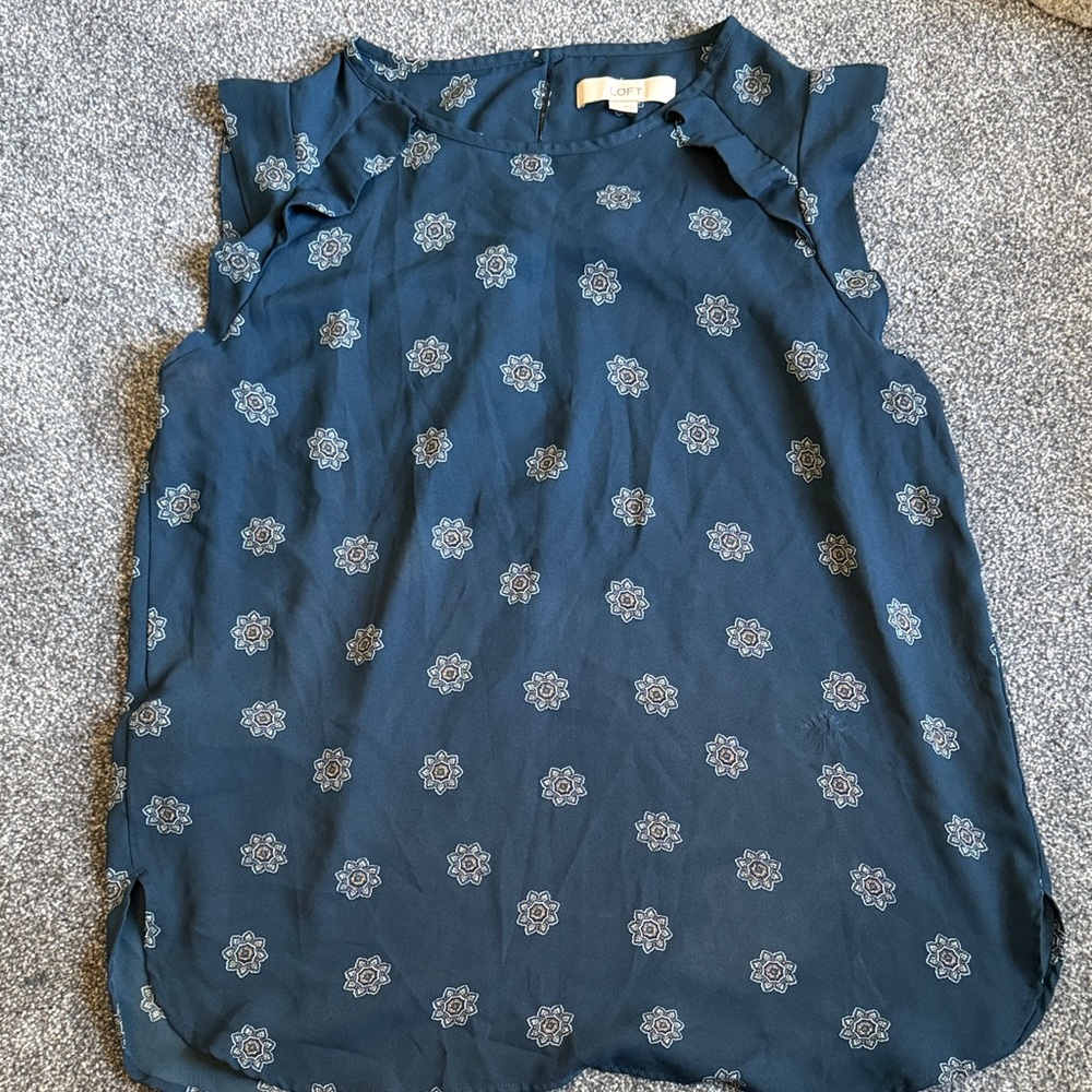 LOFT Floral Print Sleeveless Blouse